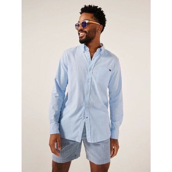 NWT Chubbies The Buttoned Up L/S Light Blue Oxford Friday Shirt Size XXL *Flaw* - Picture 1 of 8